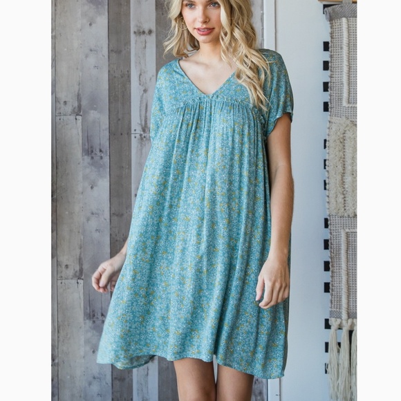 Veveret ❤️ 230 Veveret Floral V Neck Crisscross Open Back Mini Dress - Picture 3 of 7